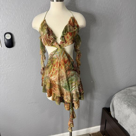 Outcast Lola Mini Dress Lagrono Sage, M - Picture 1 of 7